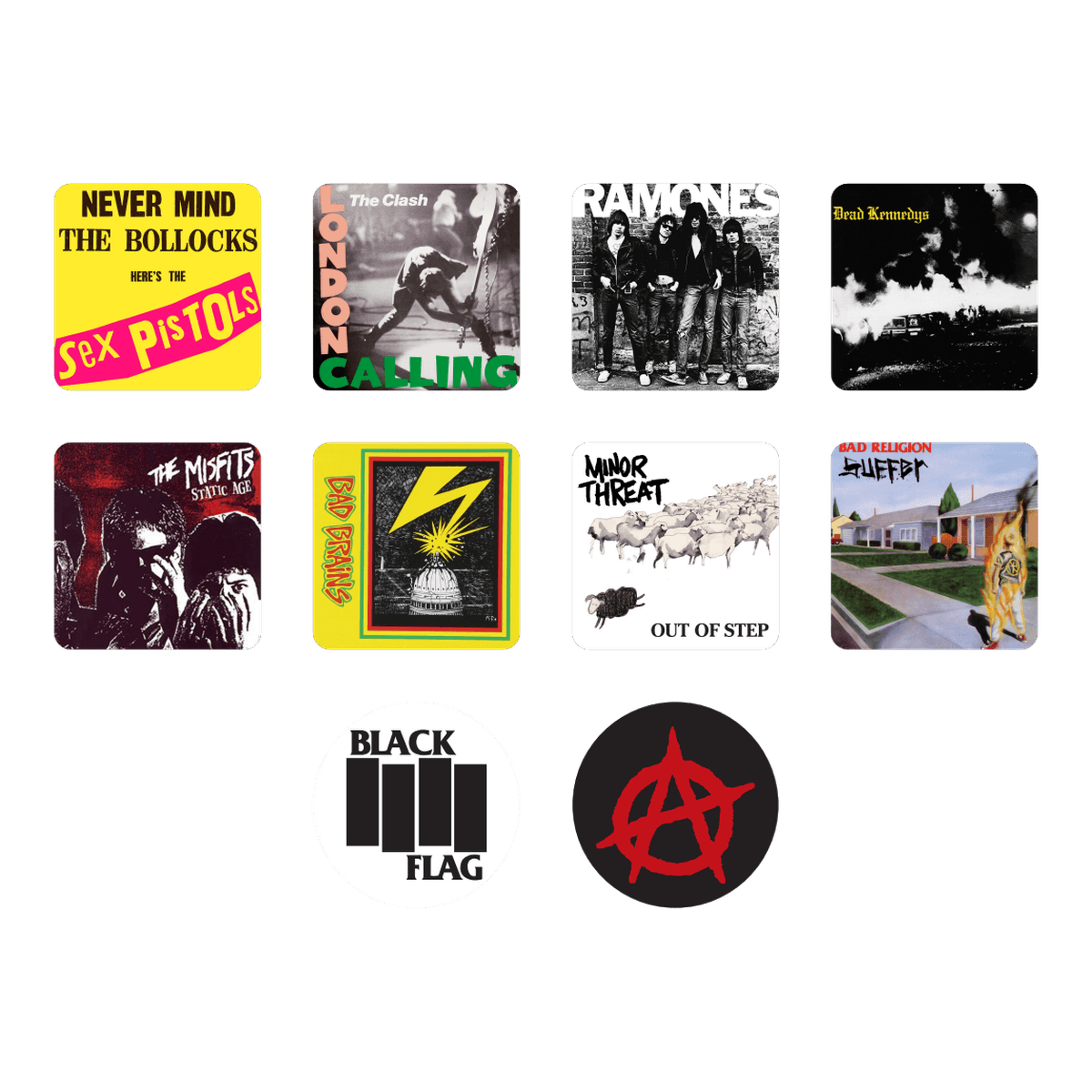 Los 10 stickers de Punk Riot Pack
